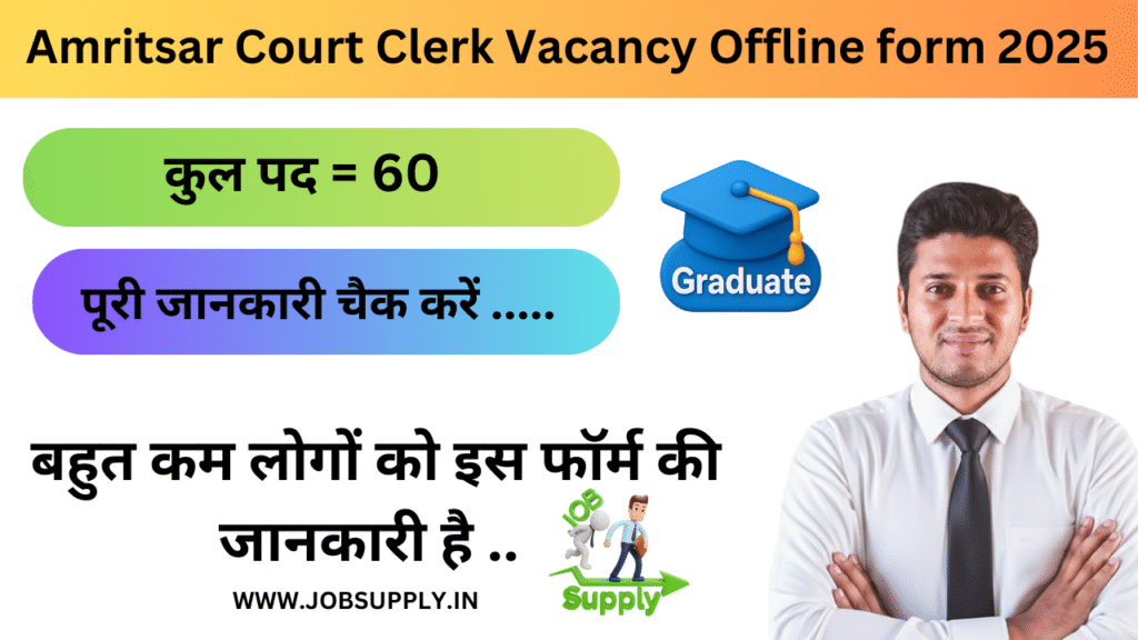 Amritsar Court Clerk Vacancy Offline form 2025 
